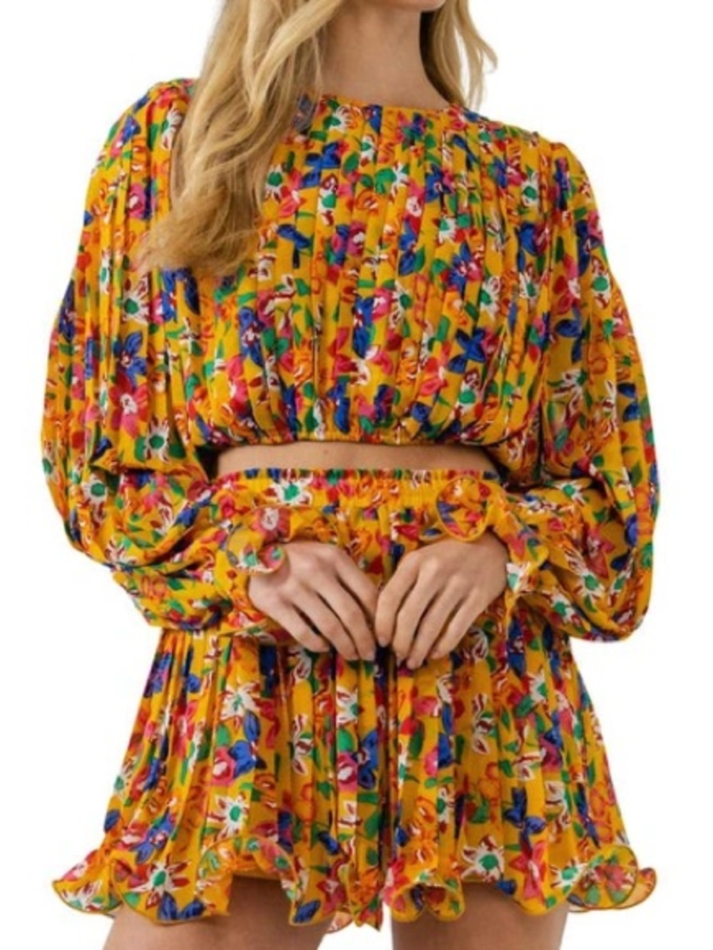NWT endless rose mini floral pleated skirt in L